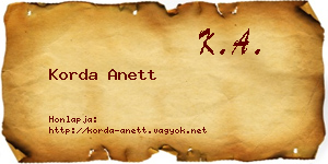 Korda Anett névjegykártya